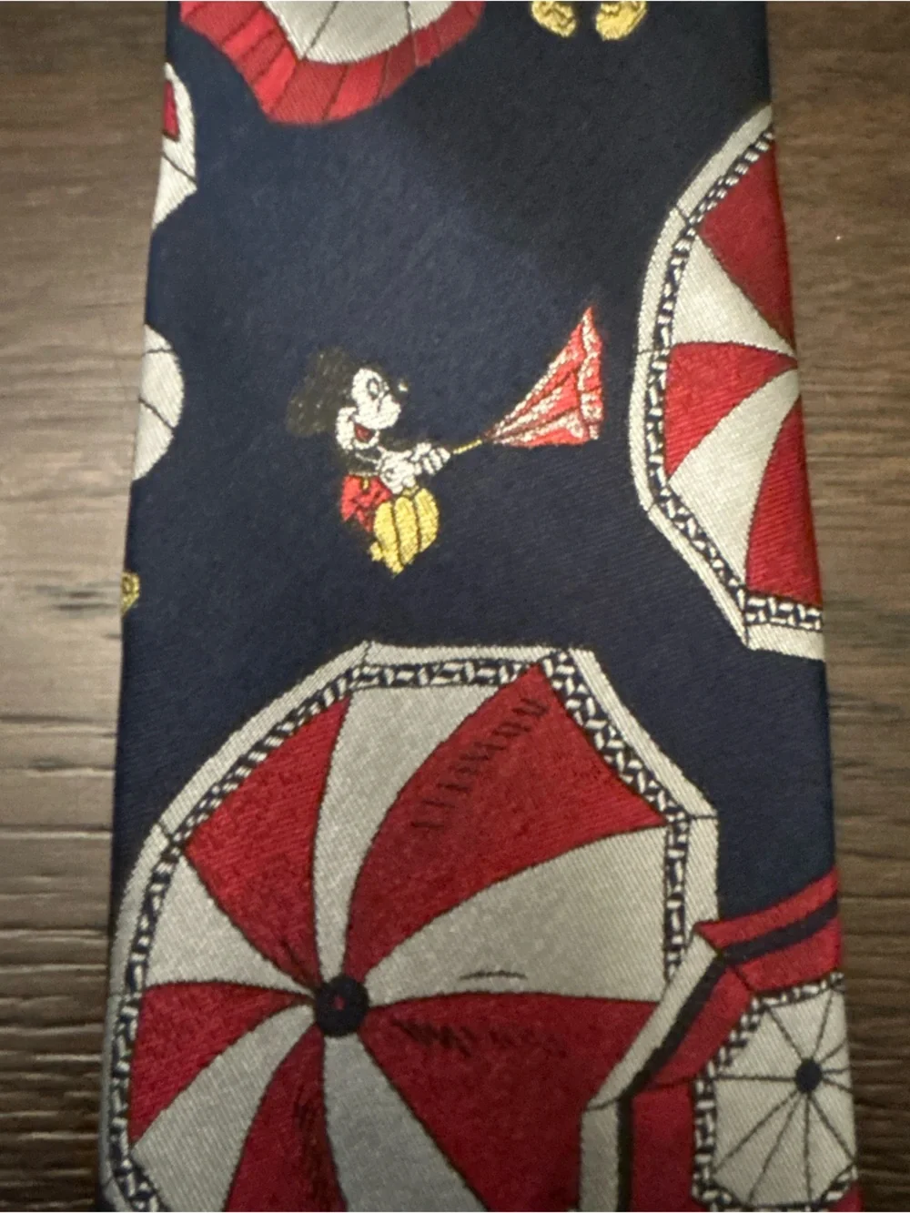 Vintage Disney Mickey Mouse Necktie Balancine Tie Works Mickey & Co Umbrella Tie